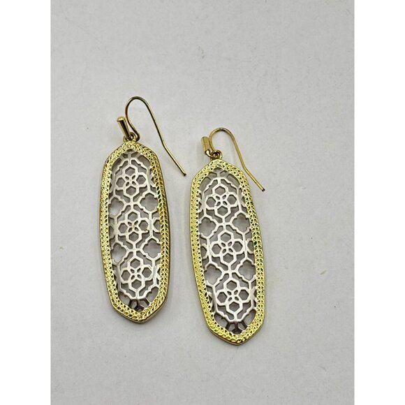 Kendra Scott Gold & Silver Filigree Dangle Earrings - Picture 1 of 4